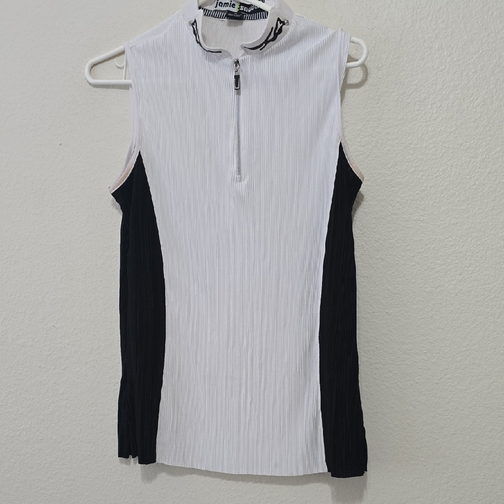 Janie and‎ Jack Black and White Zip-Up Tank Top M